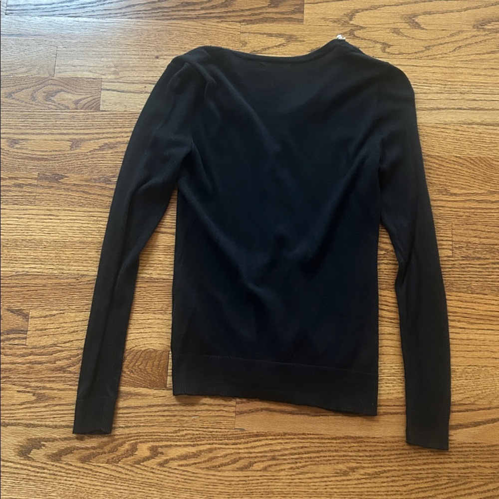 7th Avenue Design Studio NY and Company Black Cardigan with pearls Size XS - Picture 8 of 10